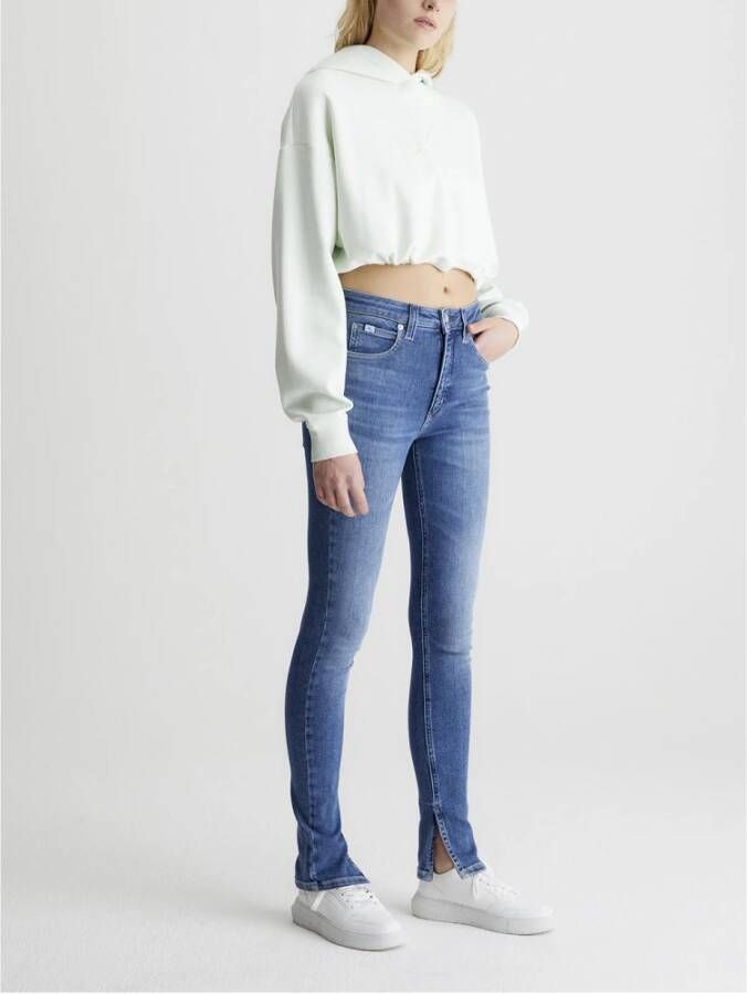 Calvin Klein Donkerblauwe Skinny Jeans met Hoge Taille Blauw Dames