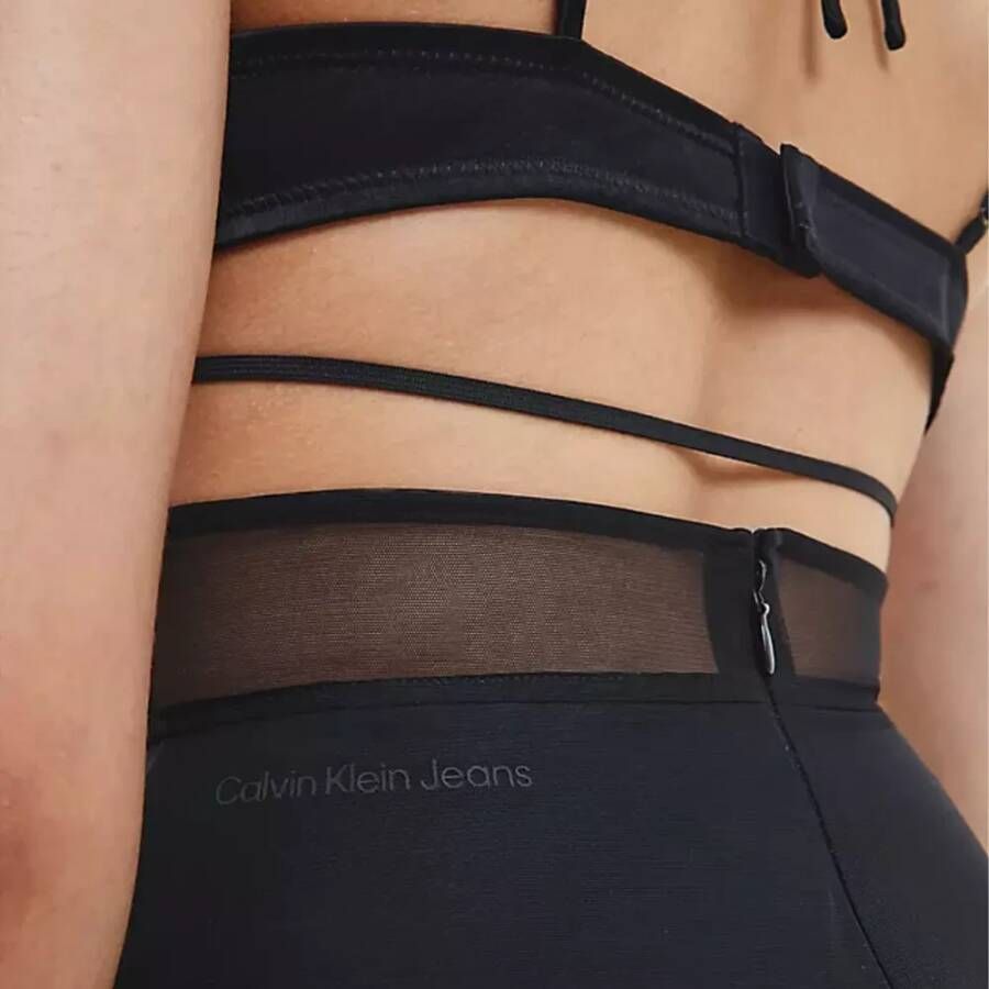 Calvin Klein Doorschijnende Midi Jurk met Korset-Style Top Black Dames