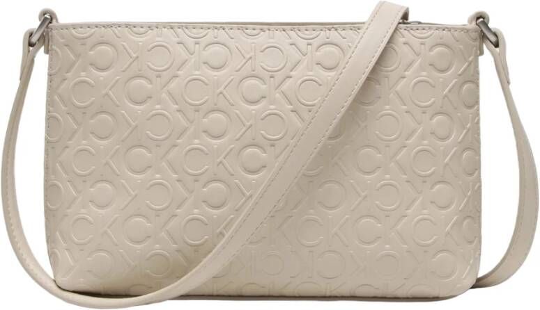 Calvin Klein Geborduurde Crossbody Tas Beige Dames