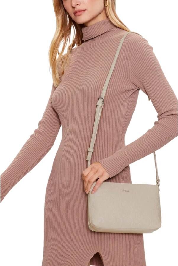 Calvin Klein Geborduurde Crossbody Tas Beige Dames