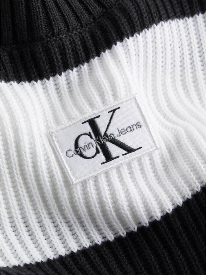 Calvin Klein Gestreepte Trui met Logodetail Zwart Dames