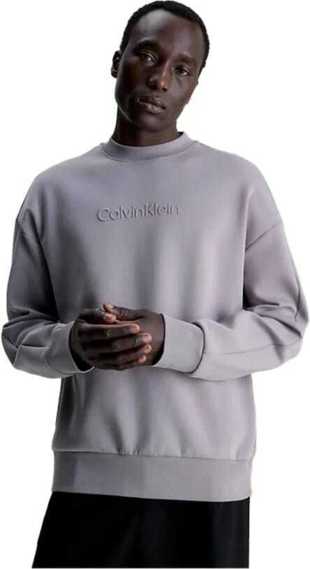 Calvin Klein Grijze Sweatshirt met Logo in reliëf Gray Heren