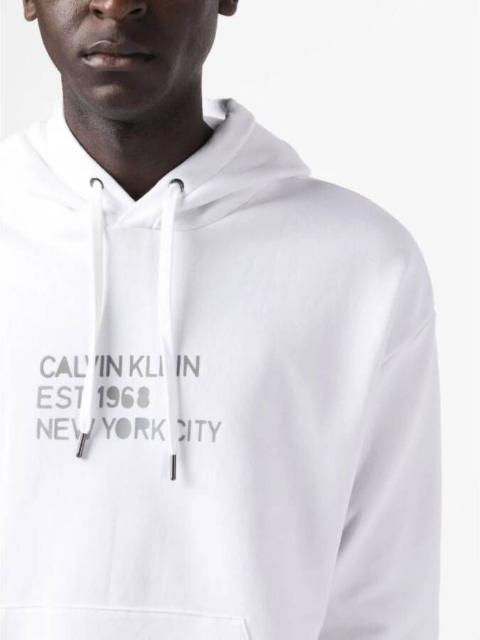 Calvin Klein Heren Mixed Print Stencil Hoodie White Heren