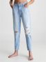 Calvin Klein Dames Gewassen 5-Pocket Jeans met Versleten Effect Blauw Dames - Thumbnail 11