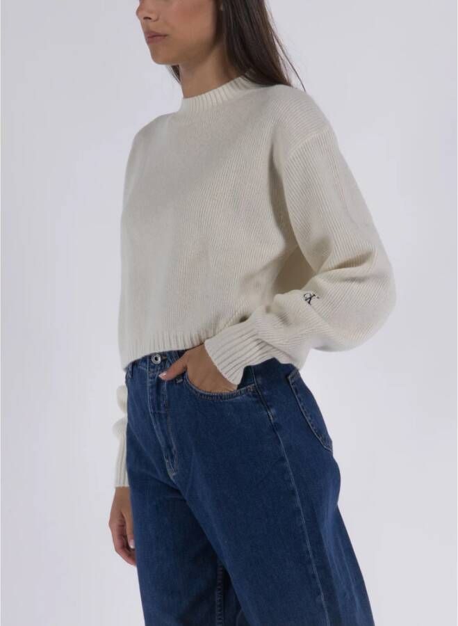 Calvin Klein Jeans Crop Turtleneck Sweater Wit Dames