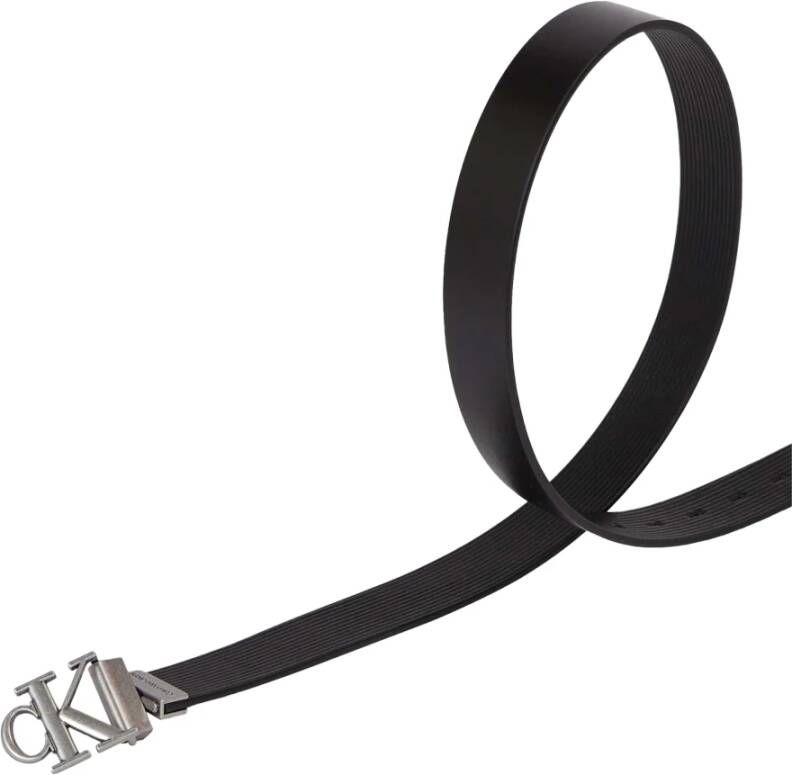 Calvin Klein Jeans Gestructureerde Leren Riem Herfst Winter Collectie Zwart Dames