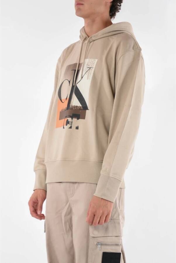 Calvin Klein Jeans Hoodie met logo Beige Heren