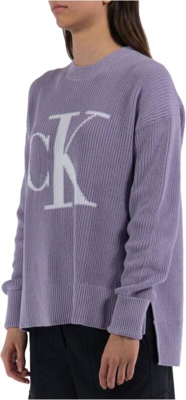 Calvin Klein Jeans Lila Sweaters met Maxi Logo Paars Dames