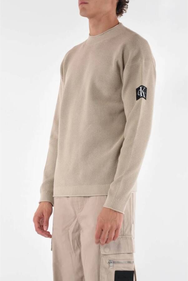 Calvin Klein Beige Katoenen Trui met Honingraatstructuur Beige Heren