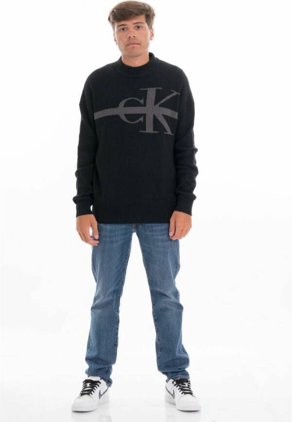 Calvin Klein Jeans Stripe Sweater Zwart Heren