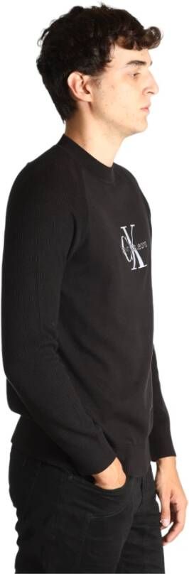 Calvin Klein Jeans Zwarte Sweaters met Geborduurd Logo Zwart Heren