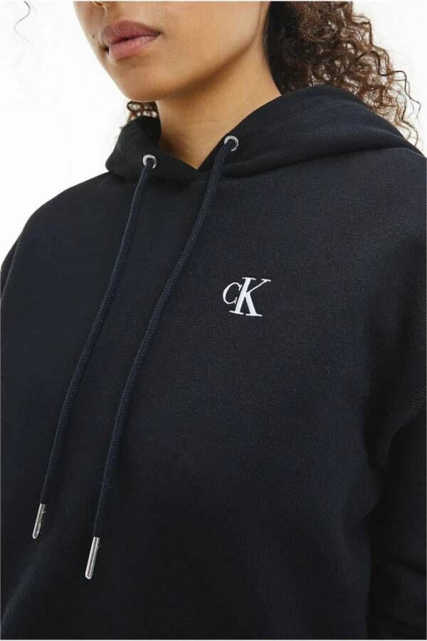 Calvin Klein Korte Fleece-gevoerde Sweatshirt Black Dames