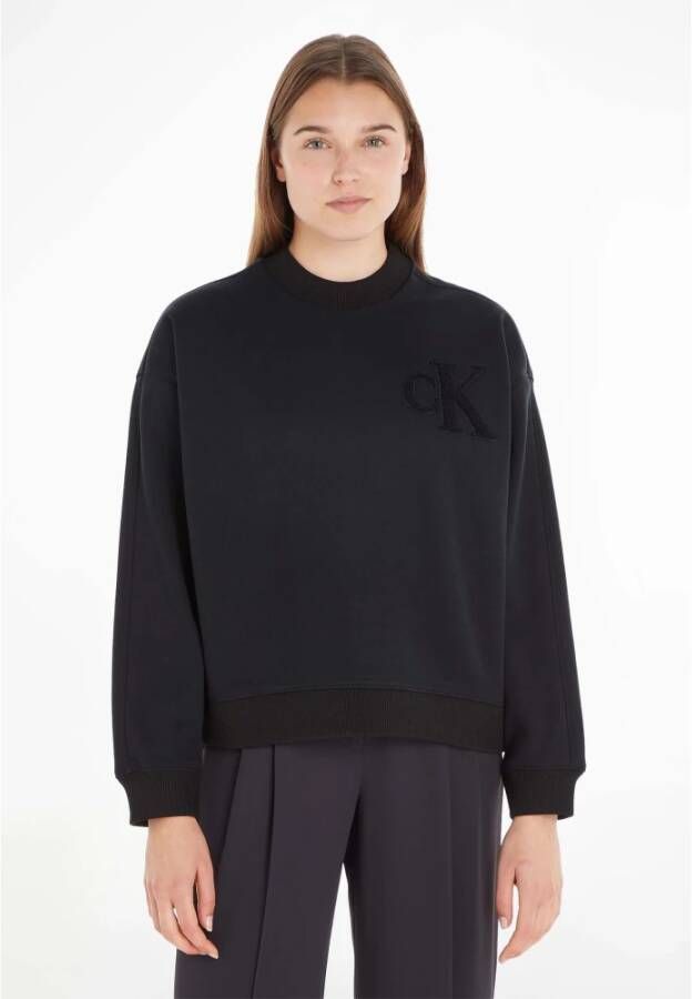 Calvin Klein Logo sweater zwart J20J221729 BEH Zwart Dames