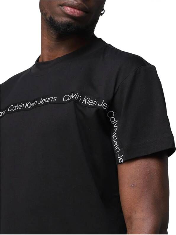 Calvin Klein Logo Tape Heren T-shirt Zwart Black Heren