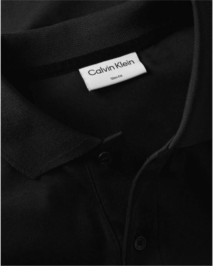 Calvin Klein Polo- ck glad katoen slank Zwart Heren