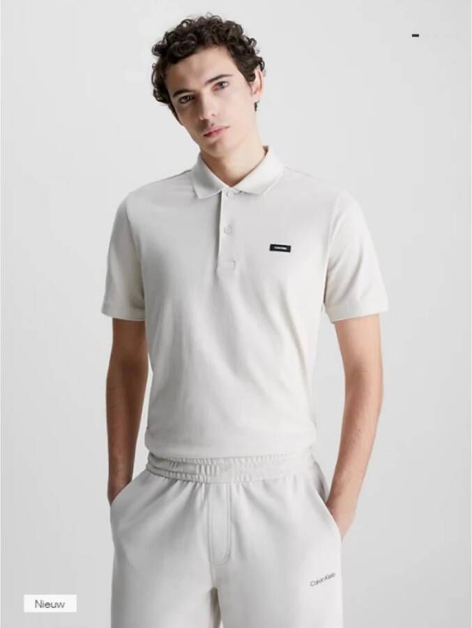 Calvin Klein Polo- CK Stretch Pique Slim FIT S S Beige Heren