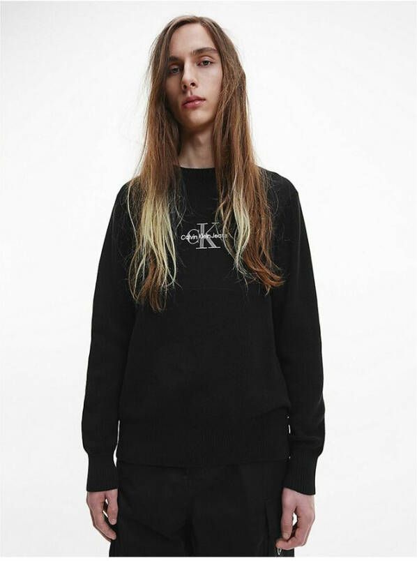 Calvin Klein Ontspannen trui met geborduurd logo Zwart Dames