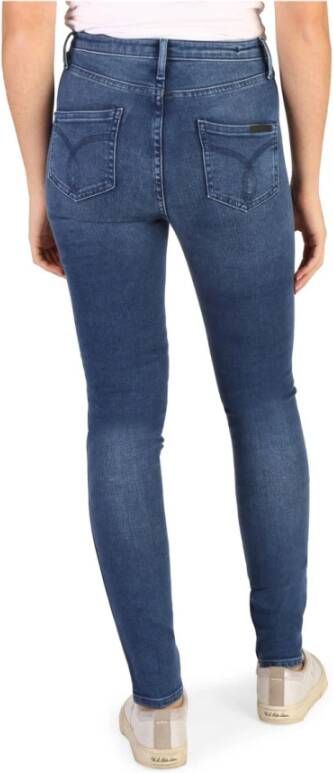 Calvin Klein Dames Skinny Jeans met knoop- en ritssluiting Blue Dames
