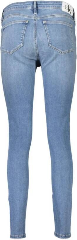Calvin Klein Slim Fit Gewassen Jeans met Logo Detail Blauw Dames