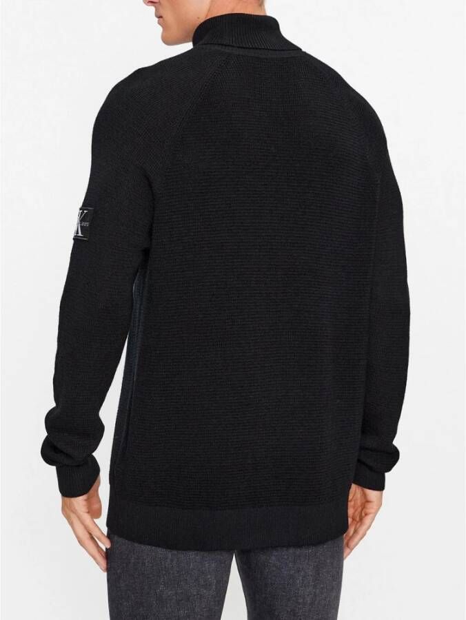 Calvin Klein Tijdloze elegantie met Monologo Badge Sweater Zwart Heren