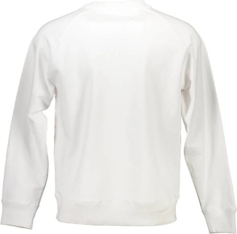 Calvin Klein Witte Katoenen Trui Lange Mouwen Ronde Hals Logo Print Wit Heren
