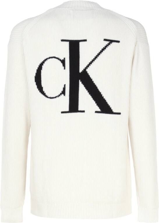 Calvin Klein Witte Sweaters met 98% Katoen Beige Heren