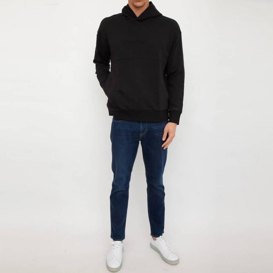Calvin Klein Zwaargewicht gebreide hoodie Zwart Heren