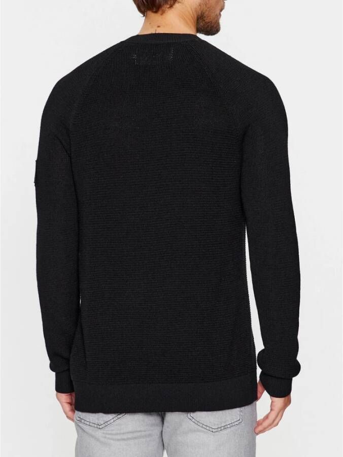 Calvin Klein Zwarte Crewneck Trui met Logo Detail Zwart Heren