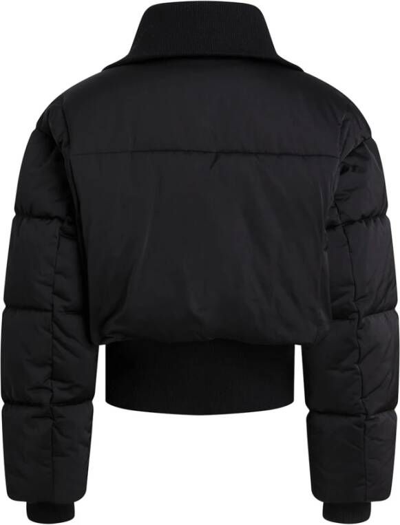Calvin Klein Zwarte nylon bomberjack met logo patch Black Dames