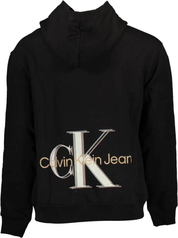 Calvin Klein Zwarte katoenen trui met capuchon en logoprint Zwart Heren