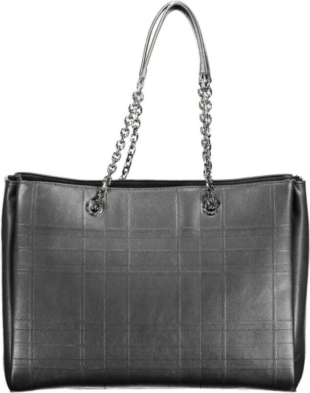 Calvin Klein Zwarte polyester handtas met kettinghandvatten Zwart Dames