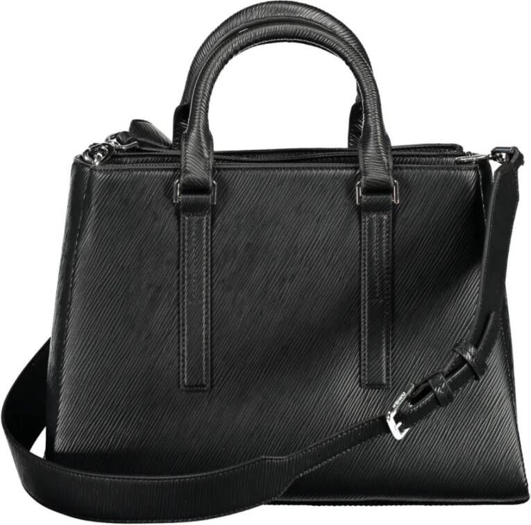 Calvin Klein Zwarte Polyester Handtas met Verstelbare Band Zwart Dames