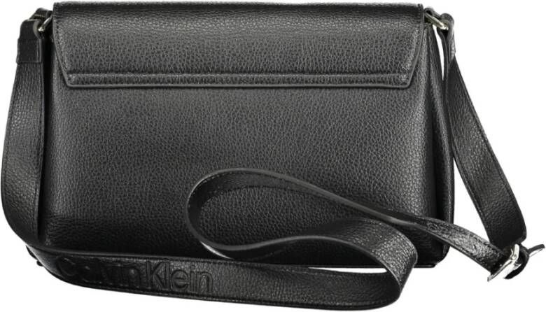 Calvin Klein Zwarte Polyester Handtas met Verstelbare Schouderband Zwart Dames