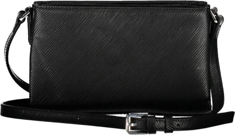Calvin Klein Zwarte Polyester Handtas met Verstelbare Schouderband Zwart Dames