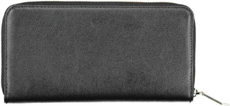 Calvin Klein Zwarte Polyester Portemonnee met 5 Compartimenten en Ritssluiting Zwart Dames