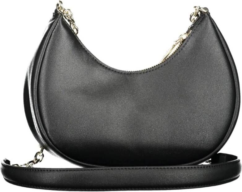 Calvin Klein Zwarte polyester schoudertas met ketting Zwart Dames