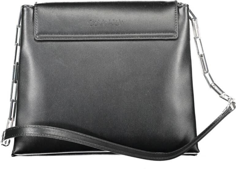 Calvin Klein Zwarte polyurethaan handtas met 2 compartimenten Zwart Dames