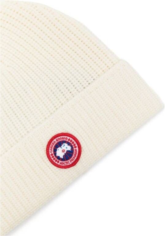 Canada Goose Wollen Ribmuts met Logo Patch Beige Heren