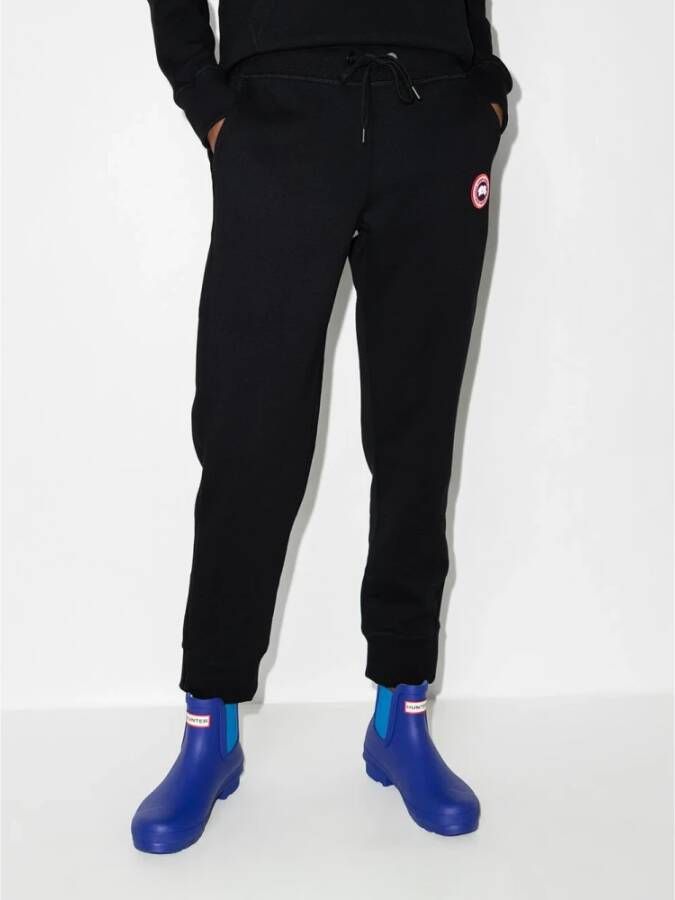 Canada Goose Zwarte Ribgebreide Broek met Metalen Oogjes Zwart Heren
