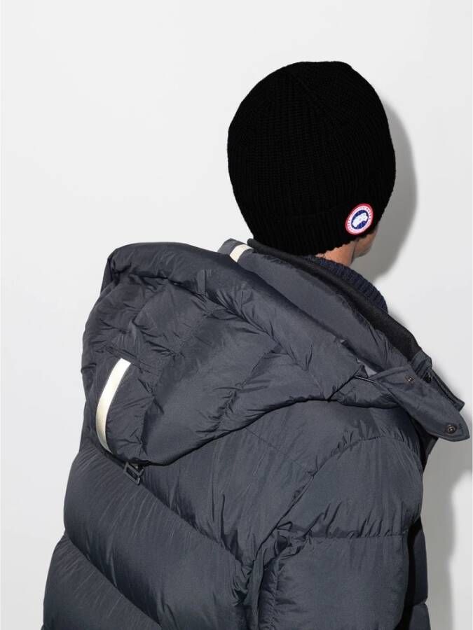 Canada Goose Zwarte Wollen Hoeden met Logo Patch Zwart Heren