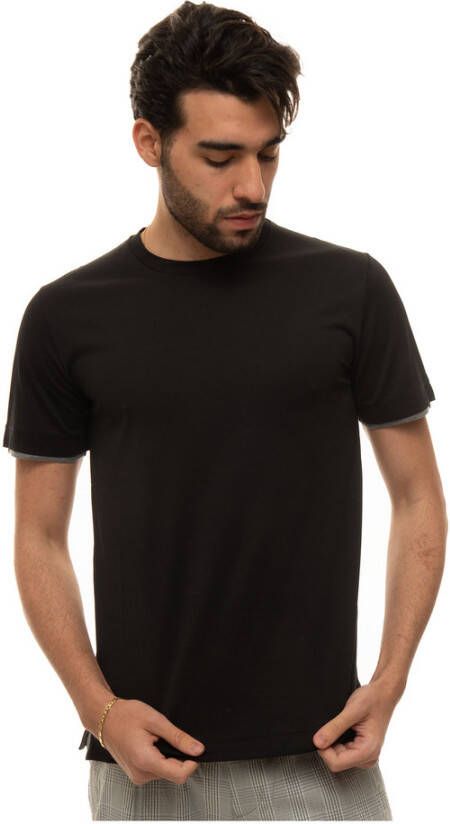 Canali Ronde nek t-shirt met korte mouwen Zwart Heren