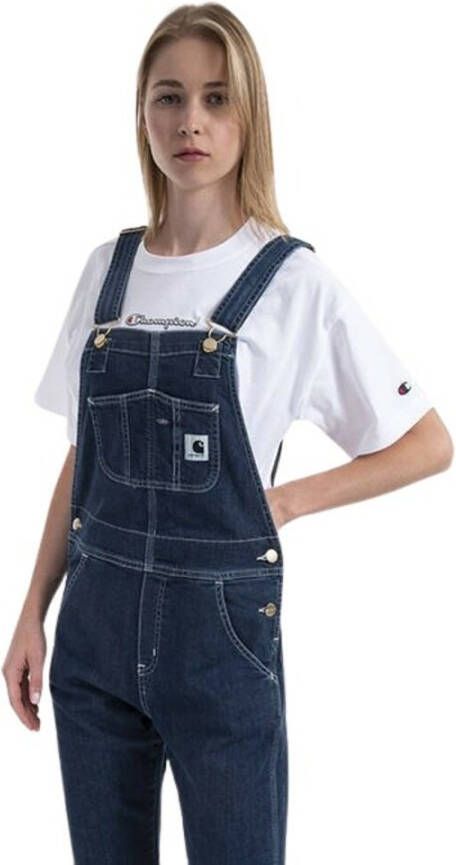 Carhartt WIP Logo-patch dungarees broek Blauw Dames