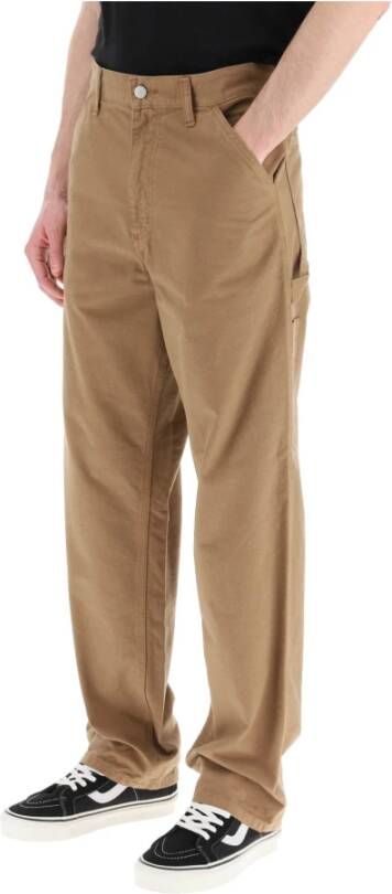 Carhartt WIP Ruimvallende katoenen twill enkele kniebroek Brown Heren