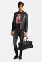 Carlo colucci Heren Biker Leren Jas Bento Zwart Gray Heren - Thumbnail 3