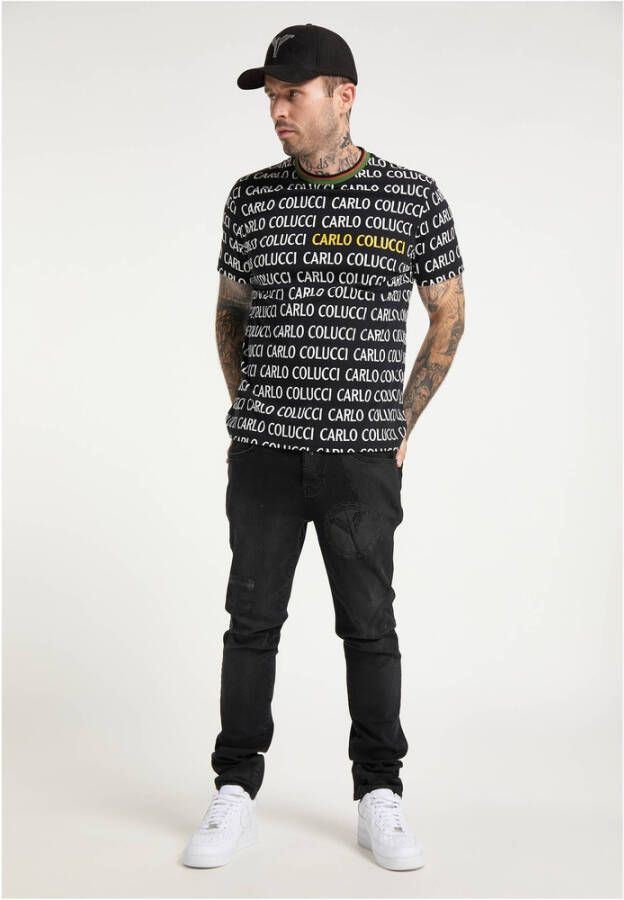 carlo colucci Vernietigde jeans im gebruikte look mit logopatch cecchelin Zwart Heren