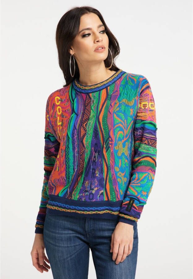 carlo colucci Jacquard pullover Clara Blauw Dames