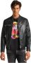 Carlo colucci Heren Biker Leren Jas Bento Zwart Gray Heren - Thumbnail 2