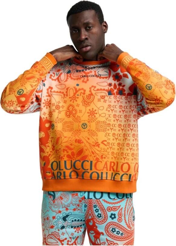 Carlo colucci Oversize Bandana Sweatshirt De Chirico Orange Heren