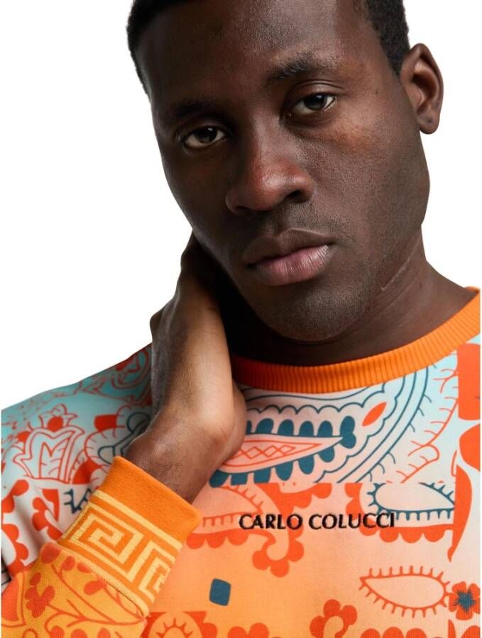 carlo colucci Bandana Oversize Sweatshirt De Chirico Orange Heren