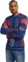 Carlo colucci Heren Allover Jacquard Trui Navy-Rood Blue Heren - Thumbnail 2